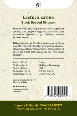 Sallat, Plock-, 'Black Seeded Simpson'