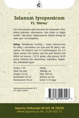 Tomat, Växthus-, 'Shirley' F1