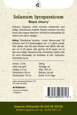Tomat, Körsbärs-, Black Cherry