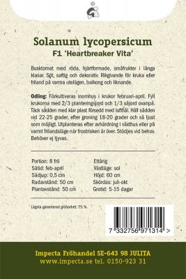 Tomat, Körsbärs-, Heartbreaker Vita F1