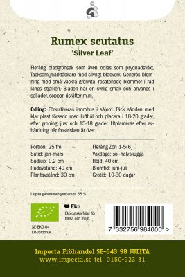 Sköldsyra, 'Silver Leaf', Ekologisk