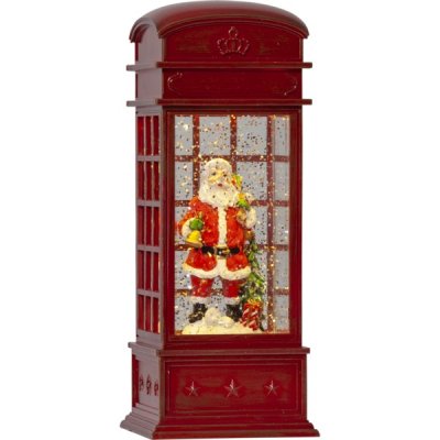 Telefonkiosk med Tomte Röd 8,5x22x8,5cm