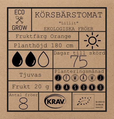 Tomat, Körsbärs-, Lillit, Ekologisk