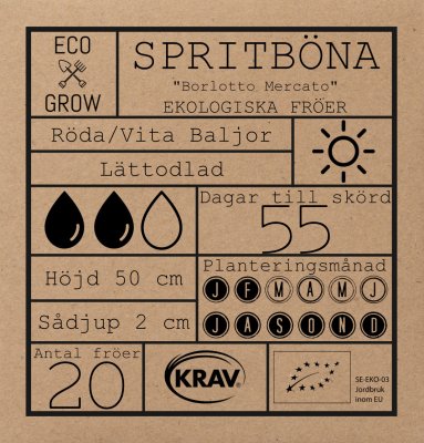 Böna, Sprit-, Borlotto Mercato, Ekologisk