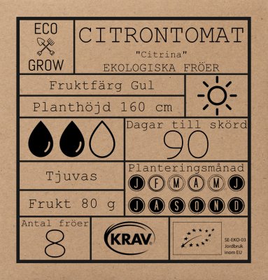 Tomat, Citron-, Citrina, Ekologisk