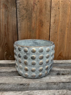 Kruka Grågrön/Guld 13x11cm