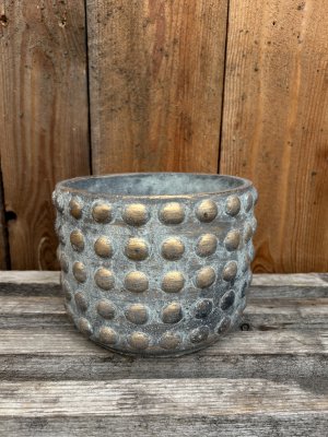 Kruka Grågrön/Guld 17x13cm