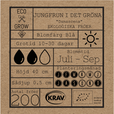 Jungfrun i det gröna, Damacena, Ekologisk