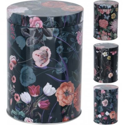 Plåtburk Blomma Svart Mix 10,5x16cm