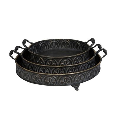 Bricka Svart med handtag 44cm