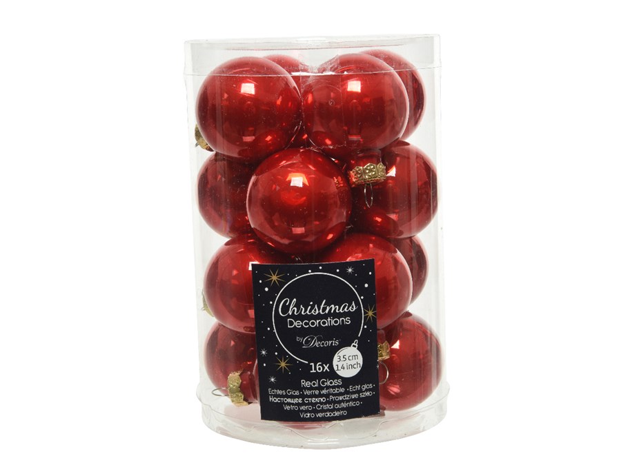 Julkula 3,5cm Röd 16-pack - Julkulor