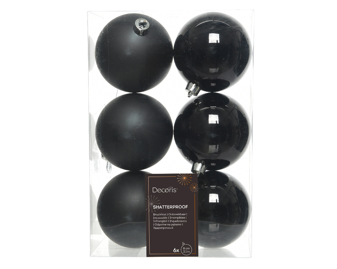Julkula 8cm Svart 6-pack
