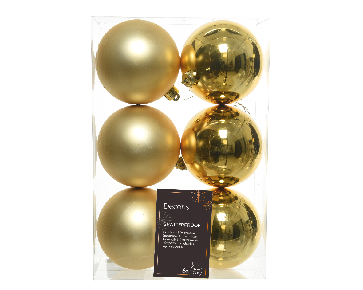 Julkula 8cm Guld 6-pack Light Gold