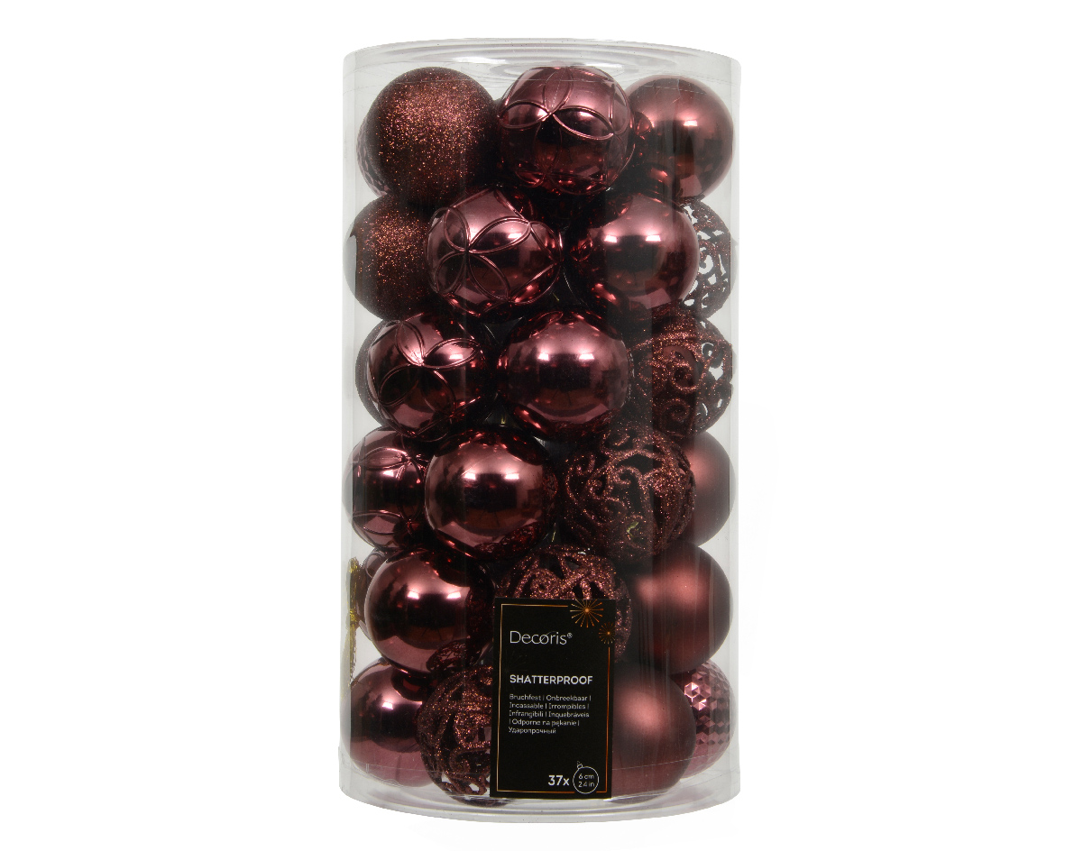 Julkula 6cm Mix Vinrödbrun 37-pack Maroon