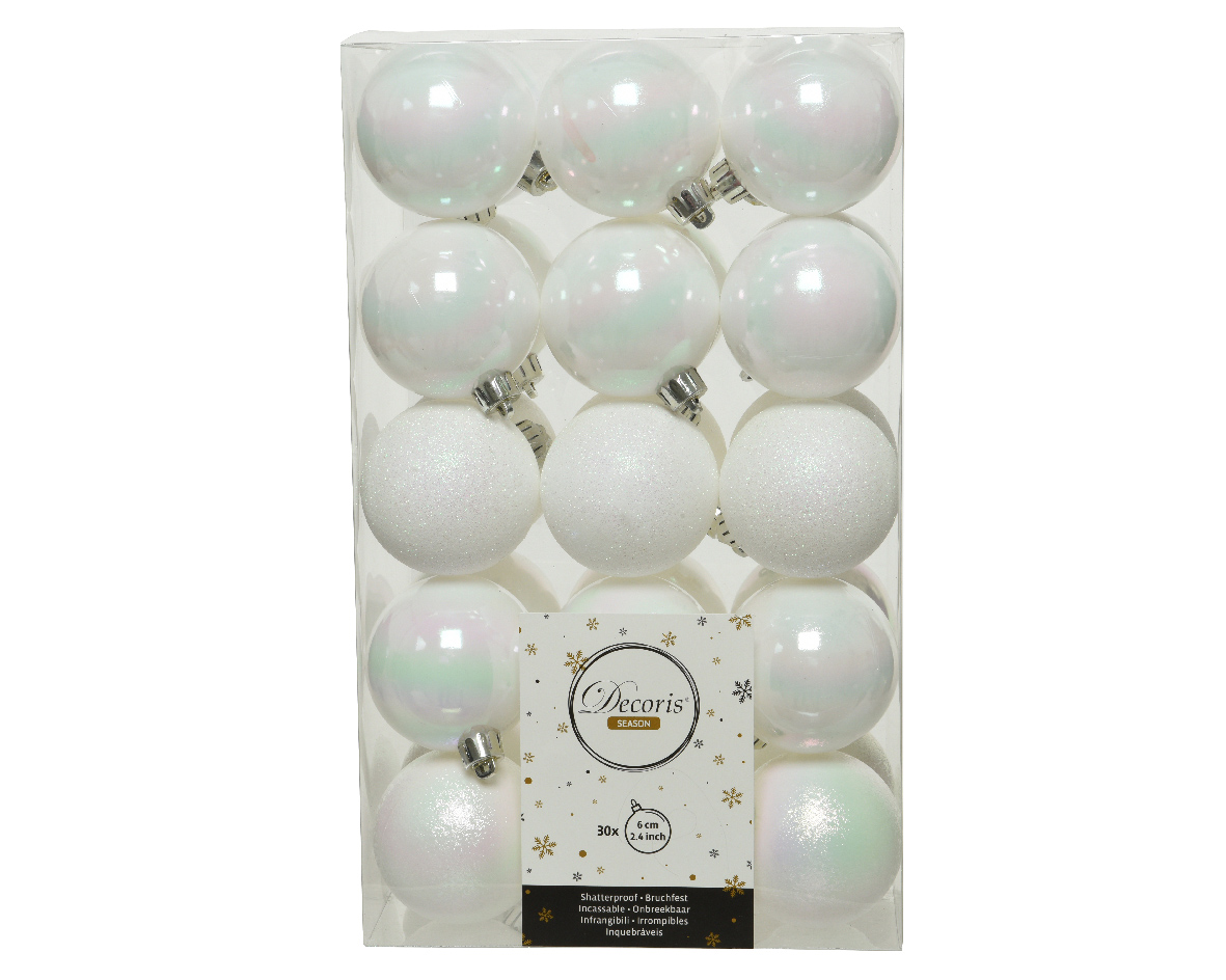 Julkula 6cm Vit Iris Mix 30-pack - Julkulor