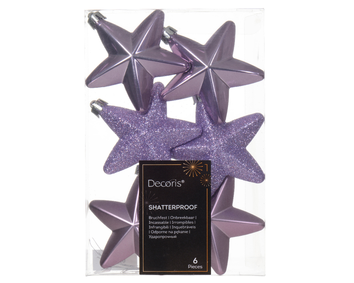Stjärna 2x7,5cm Lila 6-pack Crystal Lilac