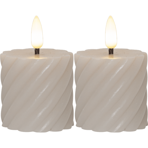 Blockljus LED Inne Flamme Swirl 2-pack 5x7,5cm