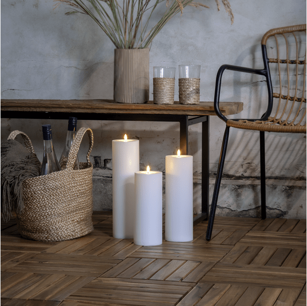 Blockljus Flamme Vit 10x30cm