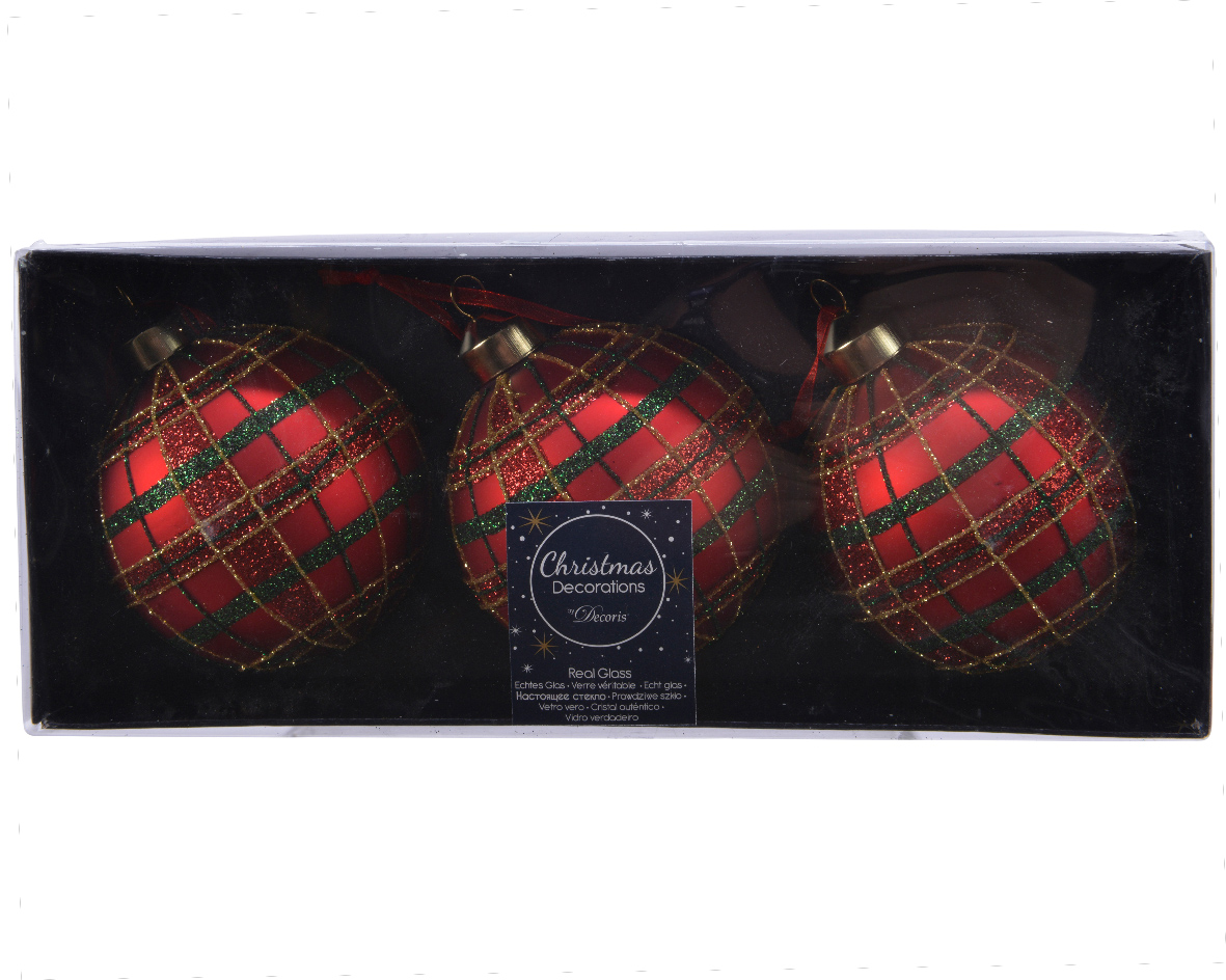 Julkula 8cm Röd 3-pack - Julkulor