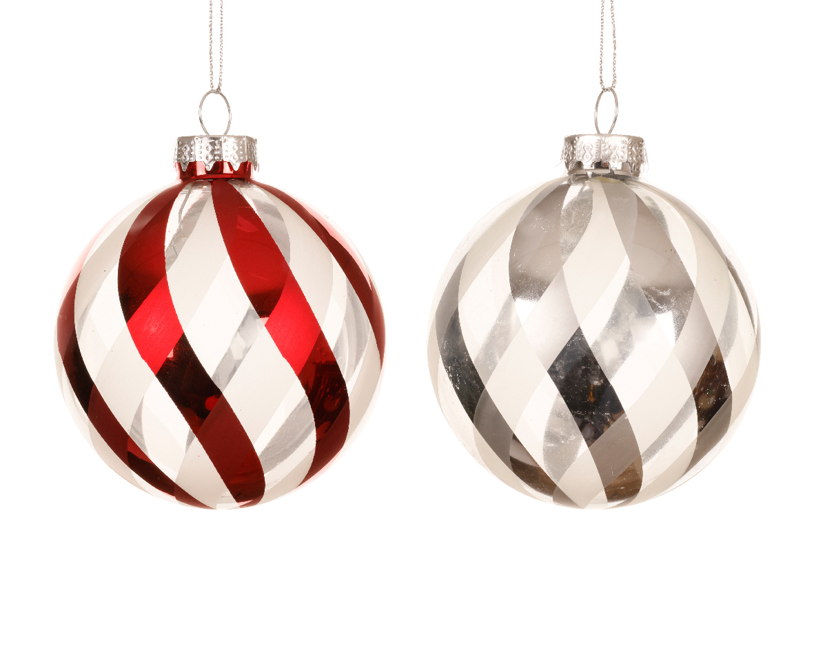 Julkula 8cm Stripes (Färg: Röd)