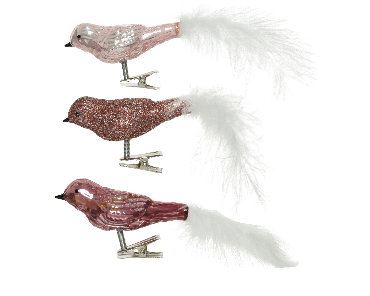 Fågel clip Rosa 3x8x3,5cm 3-pack