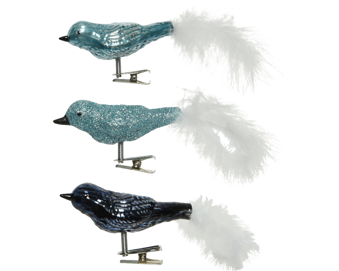 Fågel clip Blå 3x8x3,5cm 3-pack