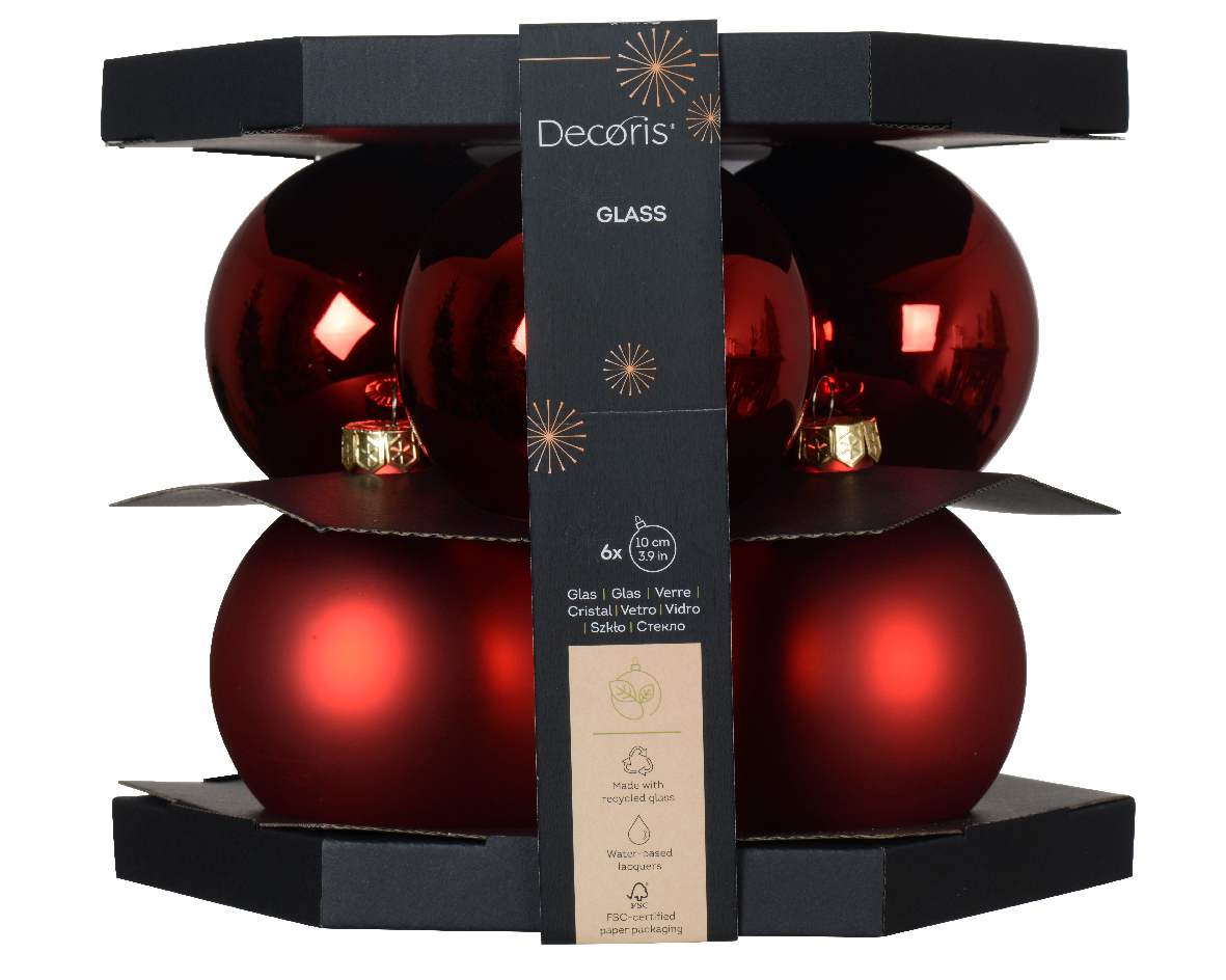 Julkula 10cm Röd 6-pack - Julkulor