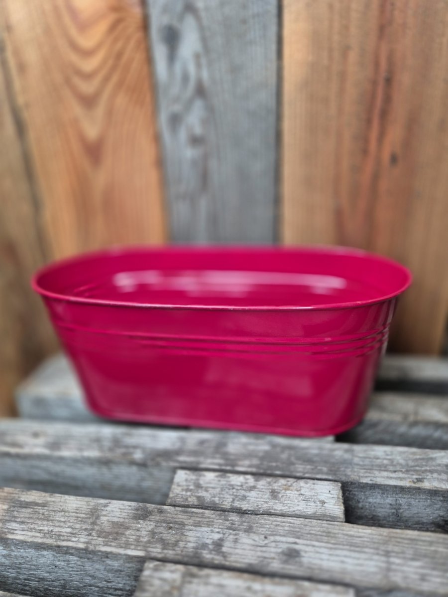 Zink Skål Oval Röd (Storlek: 30x13,5xH10cm)