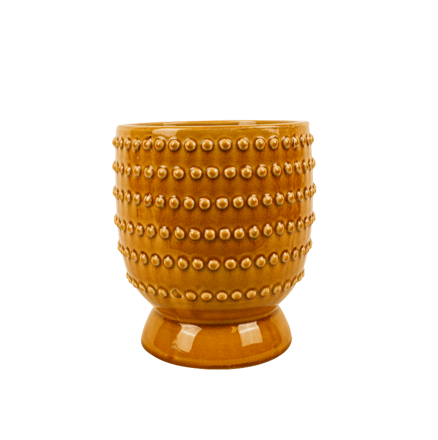 Kruka med prickar Gul (Storlek: 16xH18cm)