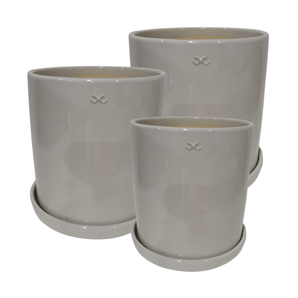 Kruka Vit med fat (Storlek: 20xH20cm)
