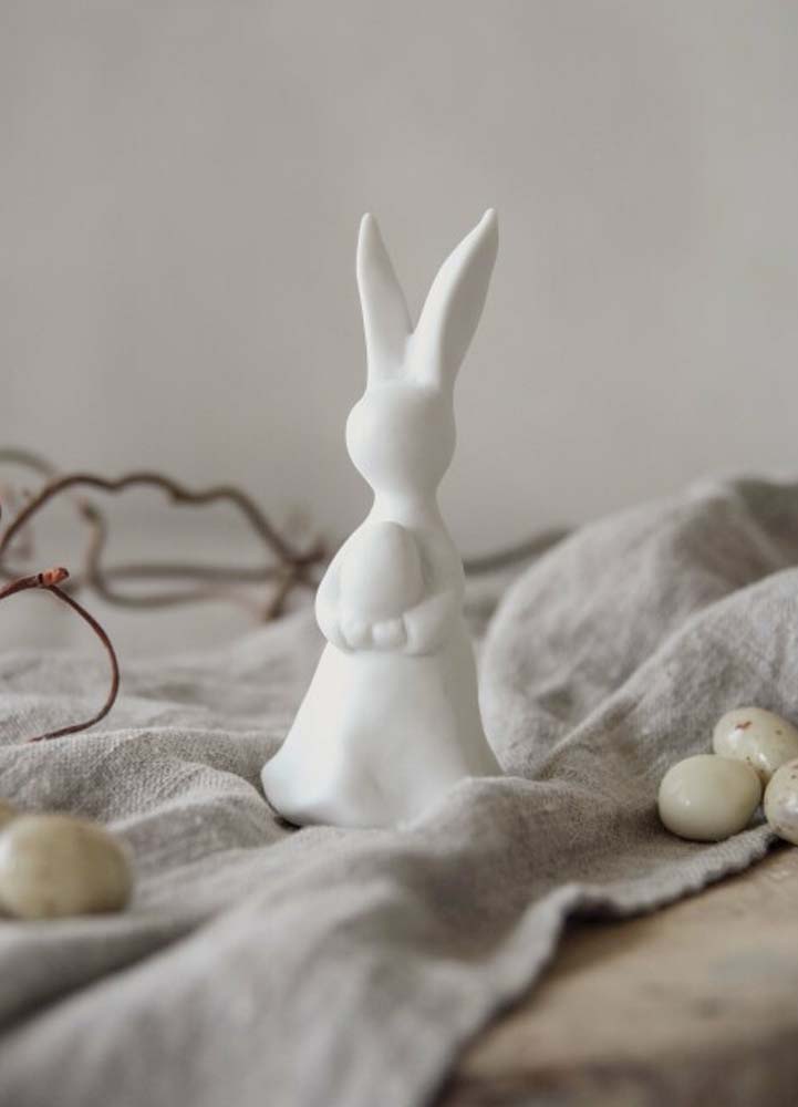 Kanin Bunny med ägg Vit 5x5x12cm