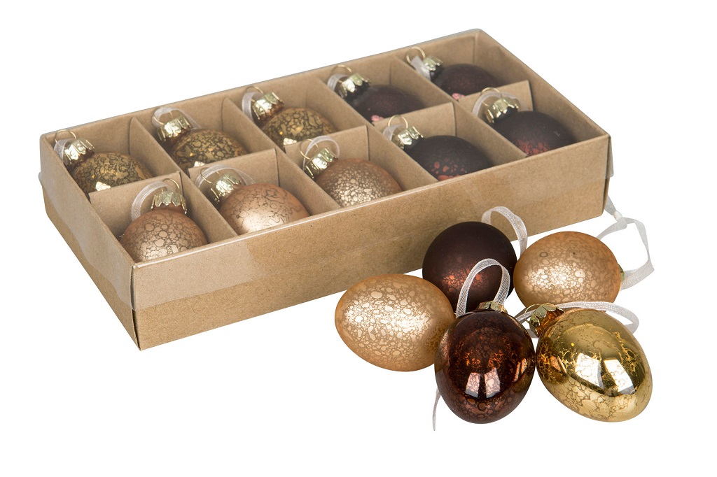 Ägg Glas Hängande Kopparmix 3x4cm 10-pack
