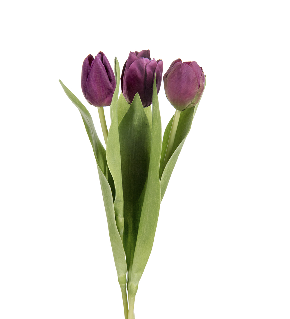 Tulpan M&ouml;rklila Mix 36cm 3-pack, Konstgjord