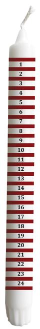 Kalenderljus Red Stripes 24cm 8,5h