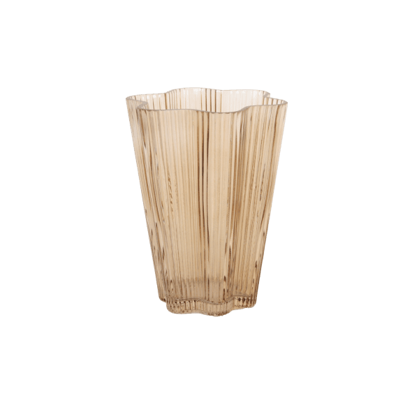 Glasvas Räfflad Beige 16xH20cm