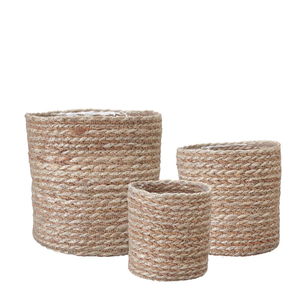 Kruka Belle Randig Natur (Storlek: 19x19cm)