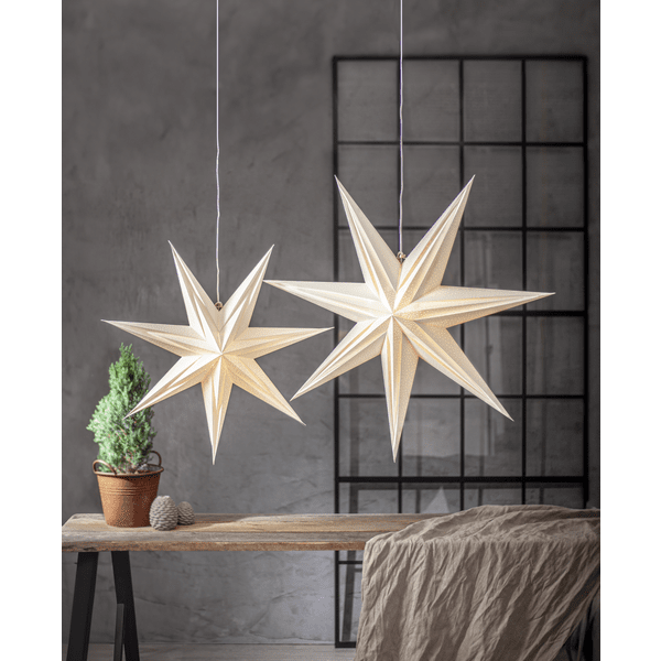 Pappersstjärna Holly Vit (Storlek: 75x75x17cm)