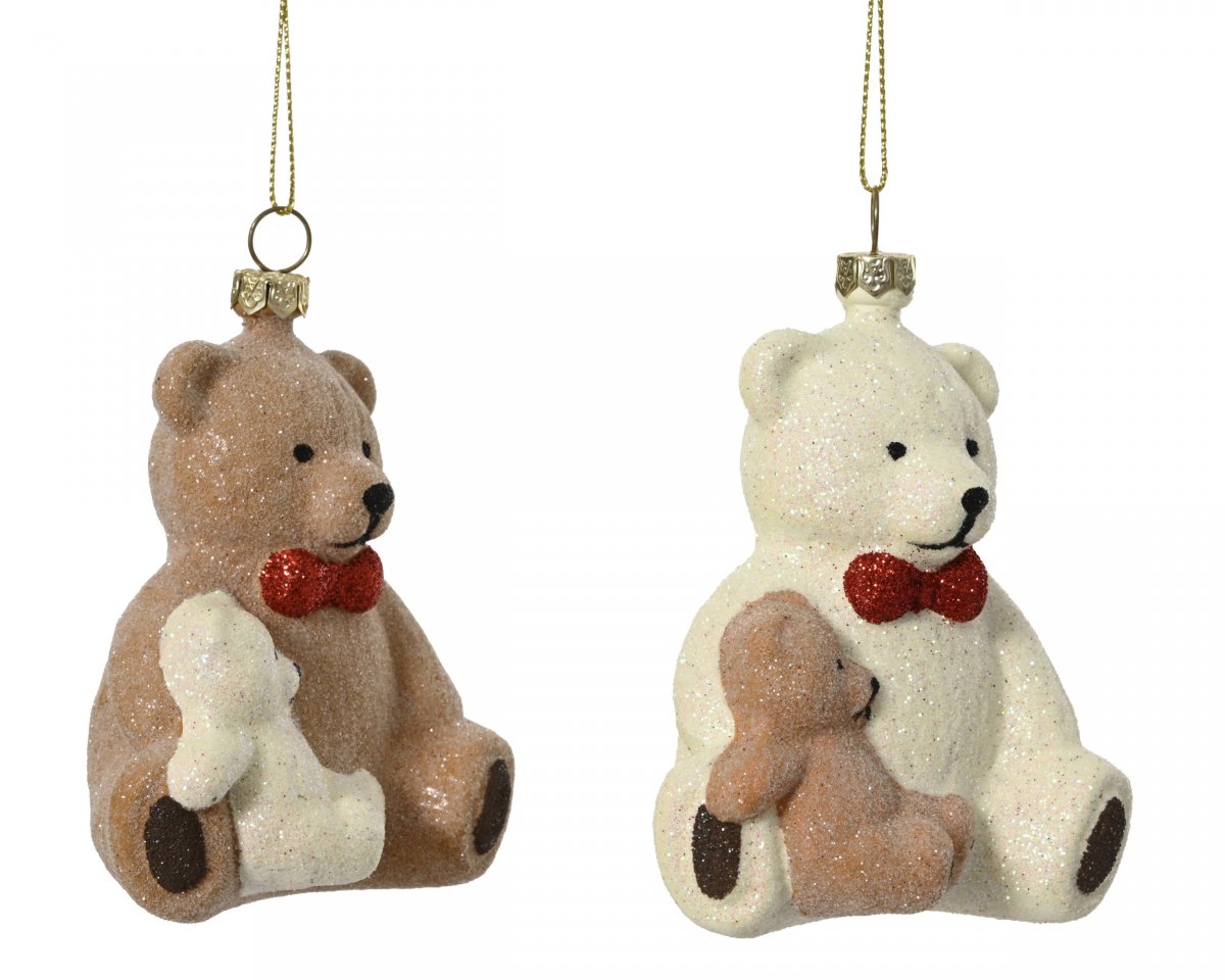 Nalle med bebis Brun/vit 8x6,8x11cm (Färg: Vit / Bebis Brun)
