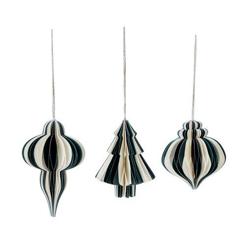 Julkula Rand Mix Offwhite / Grön 7,5cm 6-pack