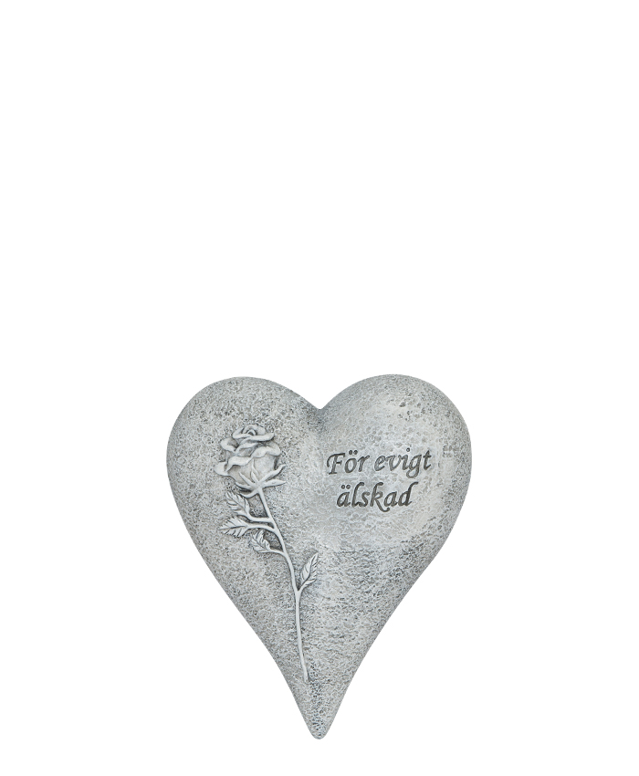 Hjärta med ros För evigt älskad 18,5x15cm